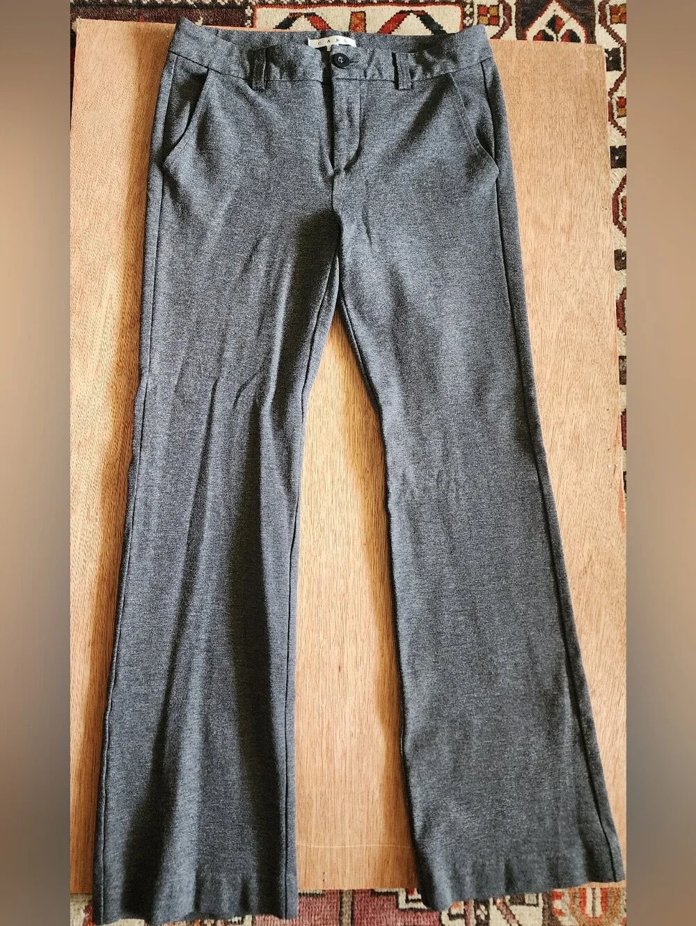 CABI Gray Heathered Stretch Knit Flare Trouser Dress Pants #575R